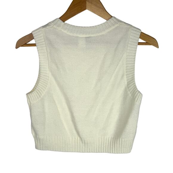 H&M Off White Cropped Sweater Vest Small - Picture 2 of 4